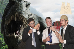 party guests posing for green screen photo