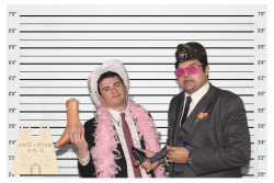 party guests posing for green screen photo