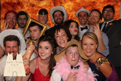 party guests posing for green screen photo