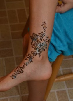 glitter flower henna tattoos for events or parties