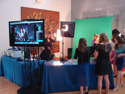 party guests choosing their green screen photography background