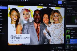 party guests posing on green screen with celebrities