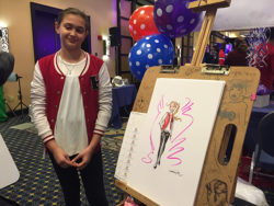 caricature of a young girl with a fashion twist
