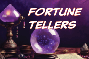 Tarot card reader performing at a wedding reception